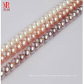 9-10mm Cultured Pearl Strands, White, Pink, Lavender, Button Round